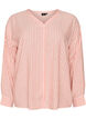 Blouse in linen and viscose with V-neck, Coral, Packshot image number 0