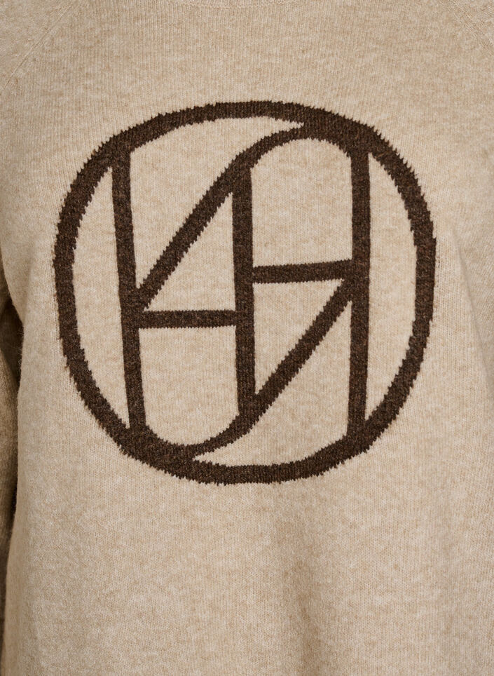 Jumper with logo and contrast stripes, Beige, Packshot image number 2