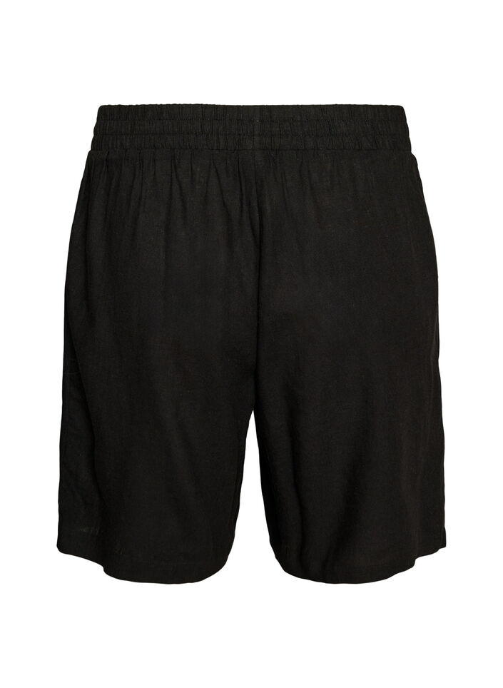 High-waisted linen and viscose shorts, Black, Packshot image number 1