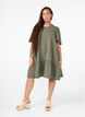 Cotton short-sleeved dress with a-line cut, Green, Model image number 1