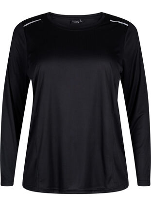 Long-sleeved training shirt with reflective print, Black, Packshot image number 0