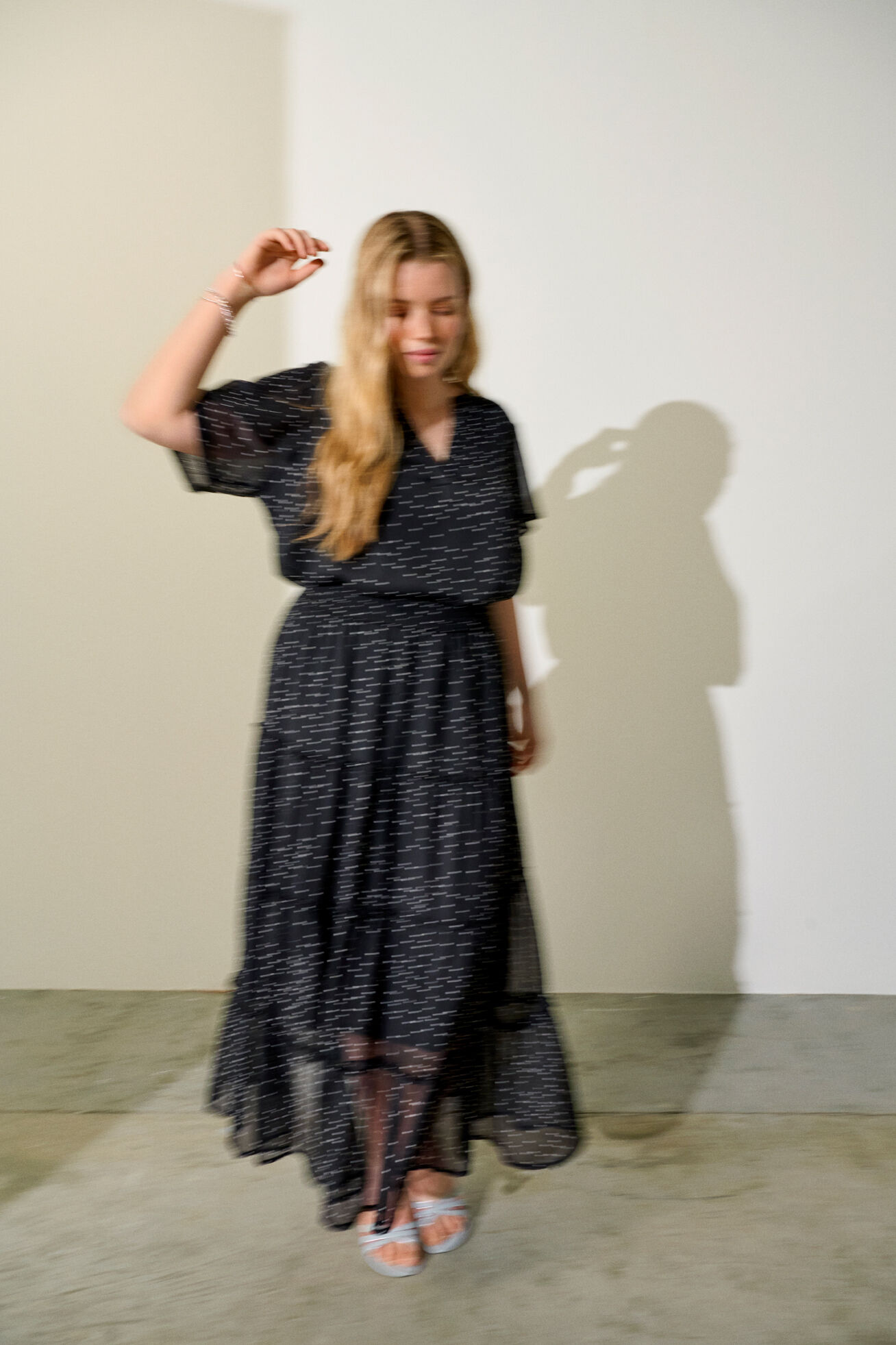 Zizzifashion Black set with polka dots, , Model