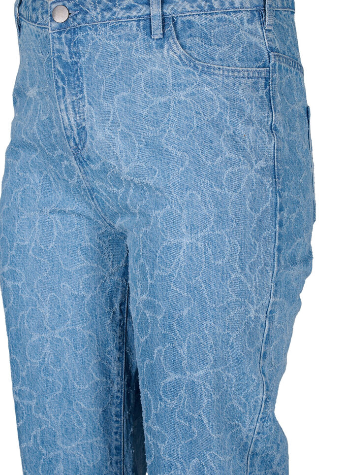 Gemma jeans with a high waist and floral pattern, Light Blue, Packshot image number 2