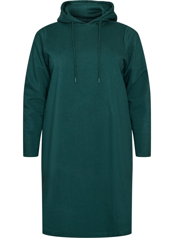 Hooded sweatshirt dress with pockets, 0648, Packshot image number 0