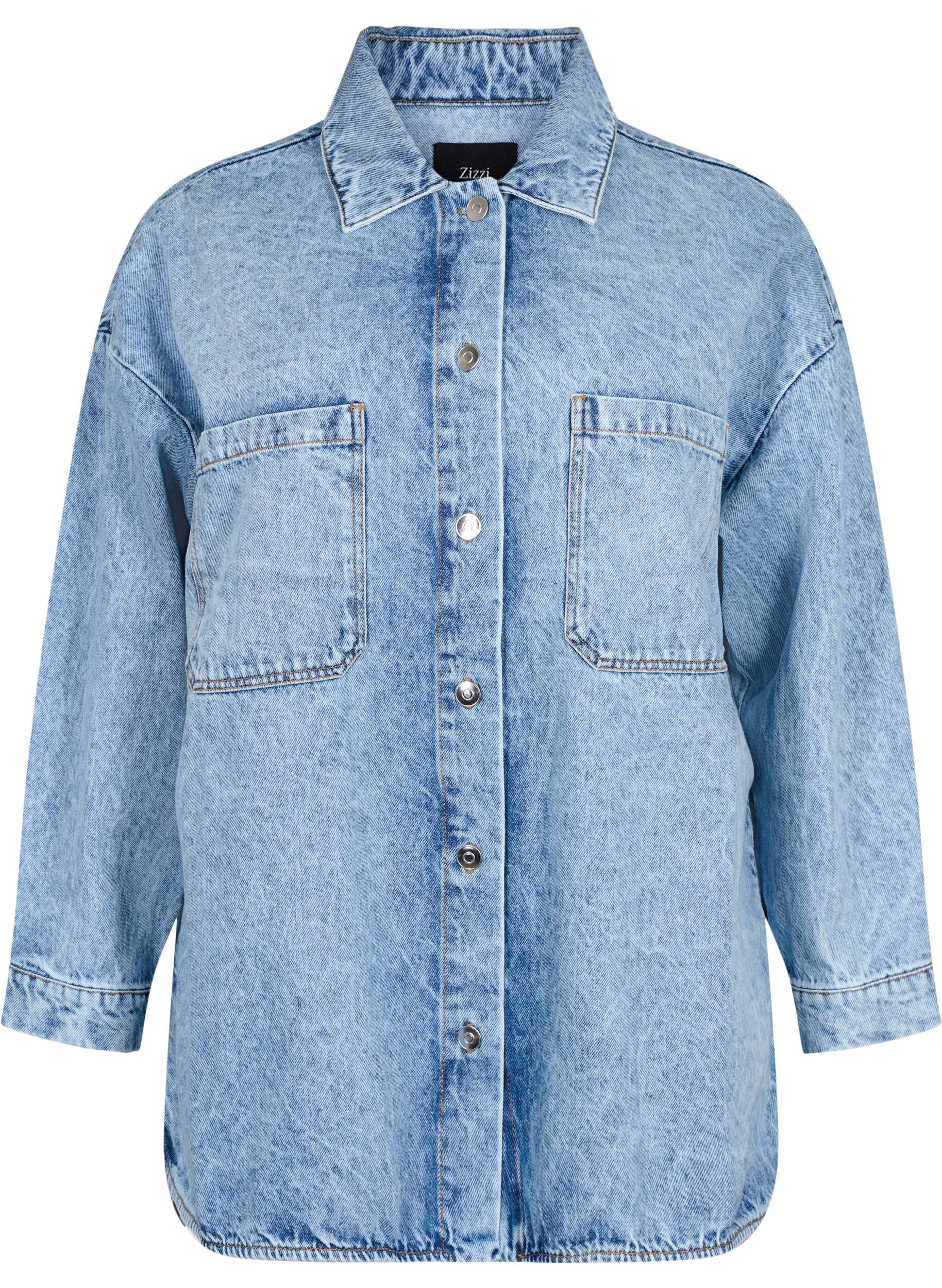 Zizzifashion Loose-fitting denim jacket with buttons, Light blue denim, Packshot image number 0