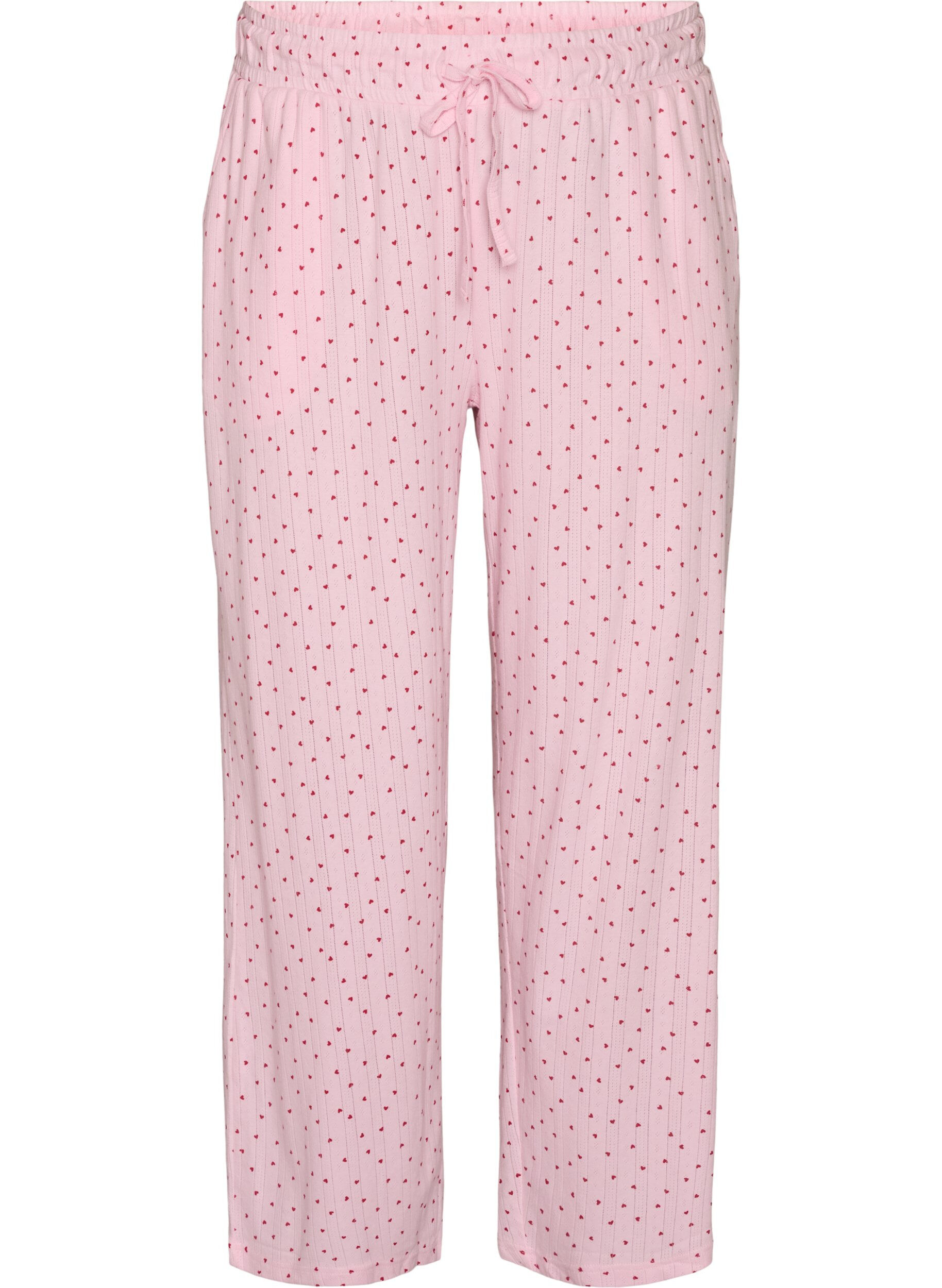 ZizzifashionOrganic cotton pyjama bottoms with eyelet embroidery, Pink, Packshot image number 0