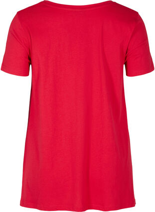 Short-sleeved cotton t-shirt with a-line, Lipstick Red HEART, Packshot image number 1
