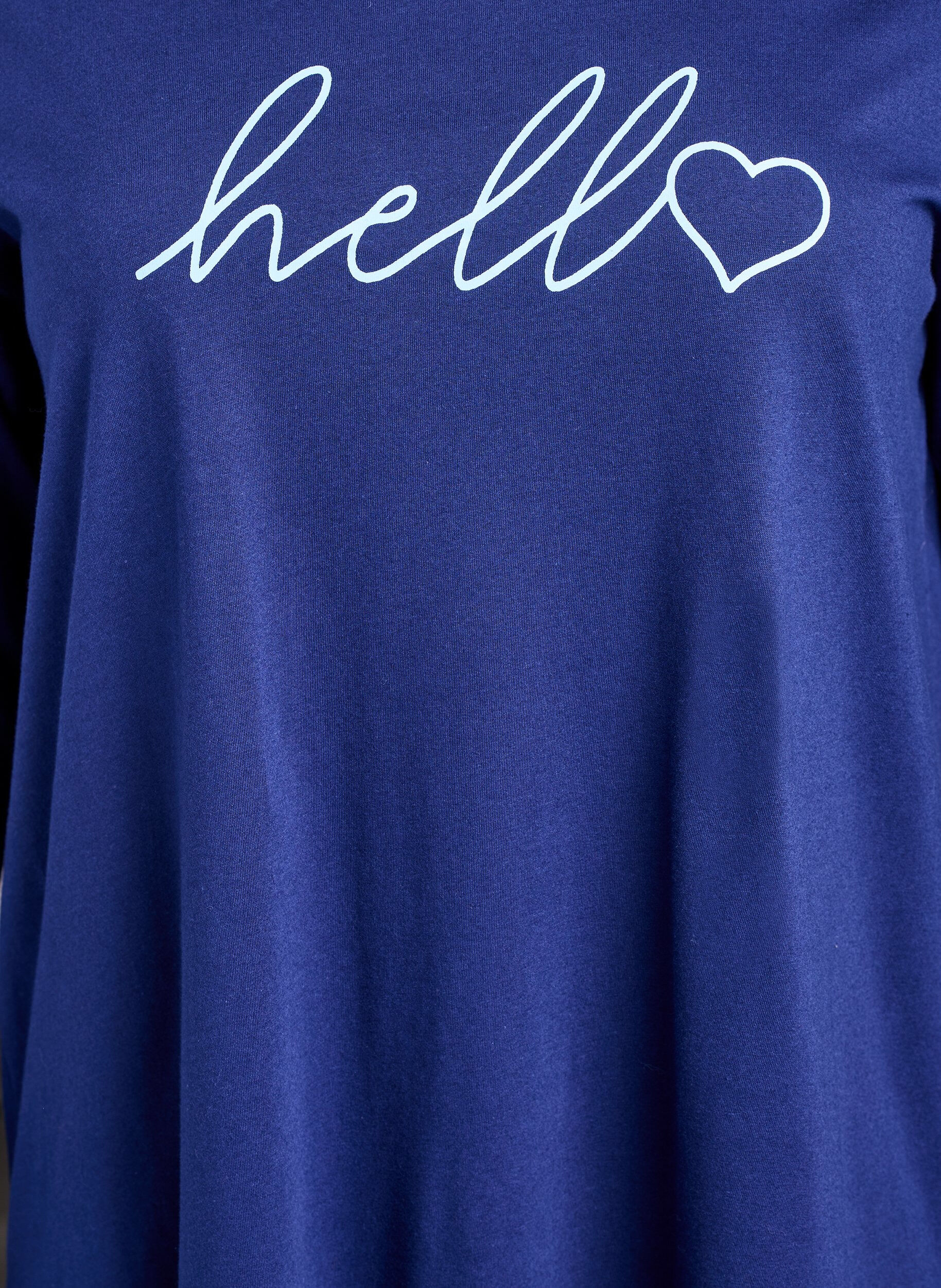ZizzifashionLong-sleeved nightgown in organic cotton, Blue, Packshot image number 2