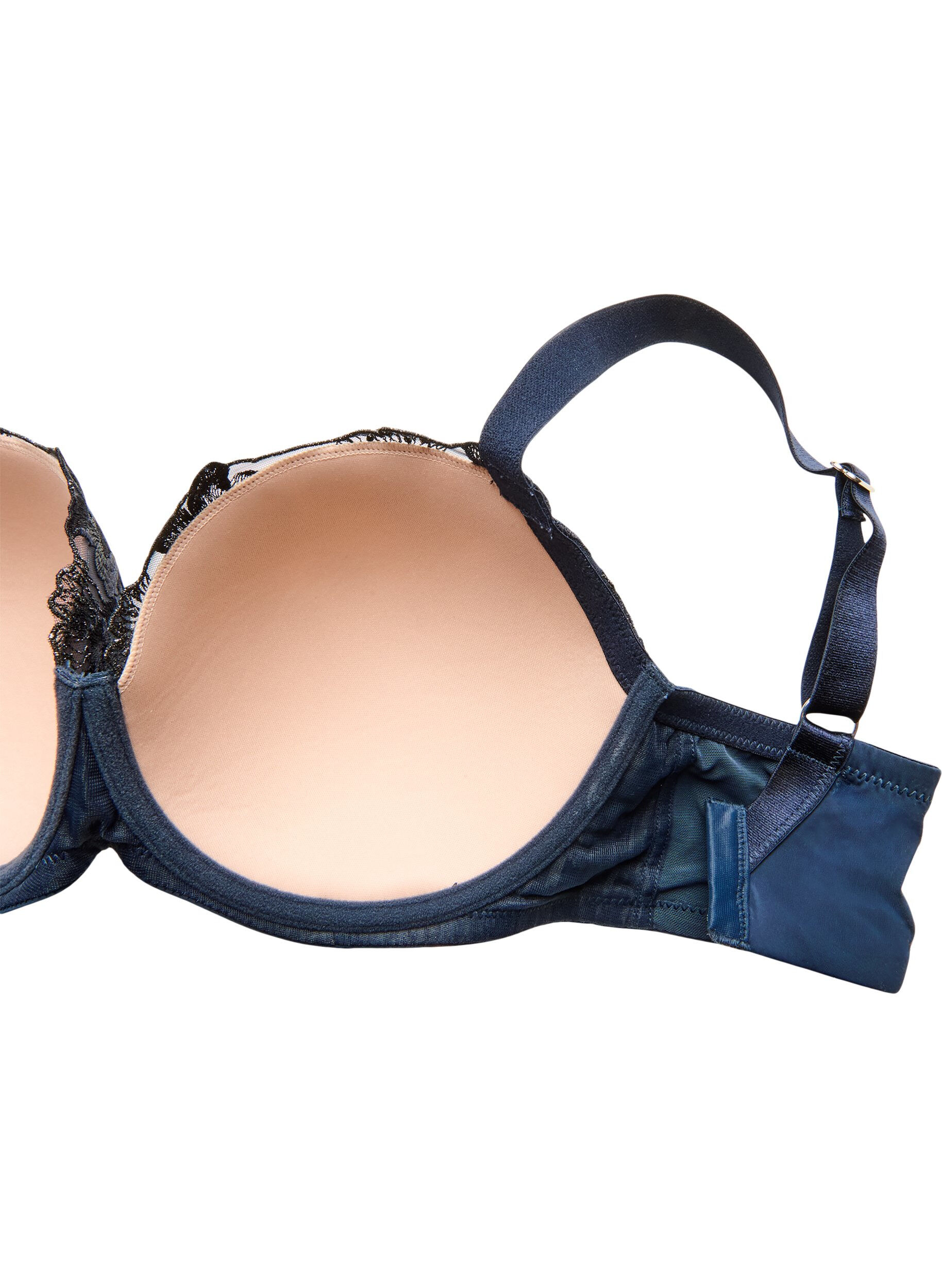 ZizzifashionMoulded bra with floral embroidery and draped details, Blue, Packshot image number 3