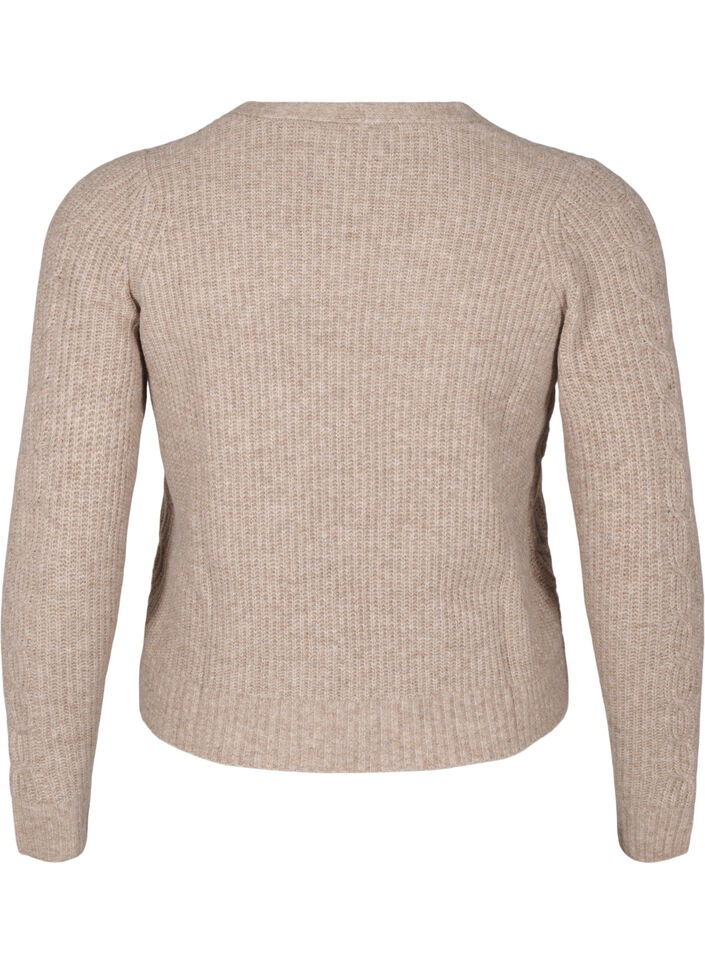 Knitted cardigan with tie details, Simply Taupe Mel., Packshot image number 1