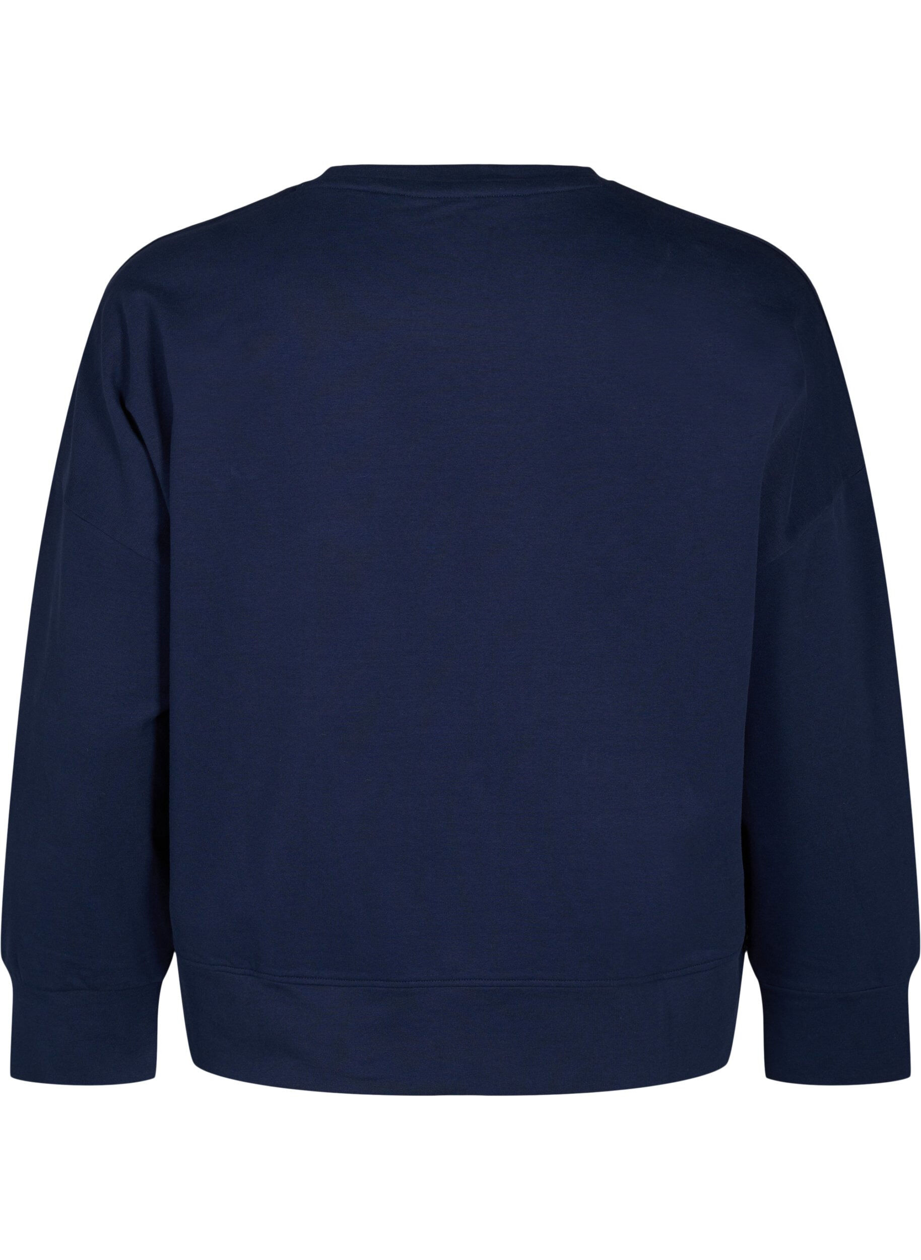 Zizzifashion Sweatshirt with embossed text design, Blue, Packshot image number 1