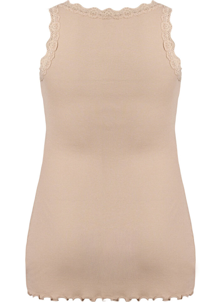 Top with lace trim, Beige, Packshot image number 1