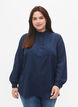 Long-sleeved blouse with ruffle collar, Dress Blues, Model image number 0
