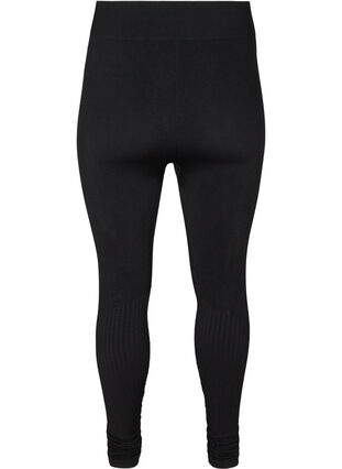 High waisted, textured workout leggings, Black, Packshot image number 1