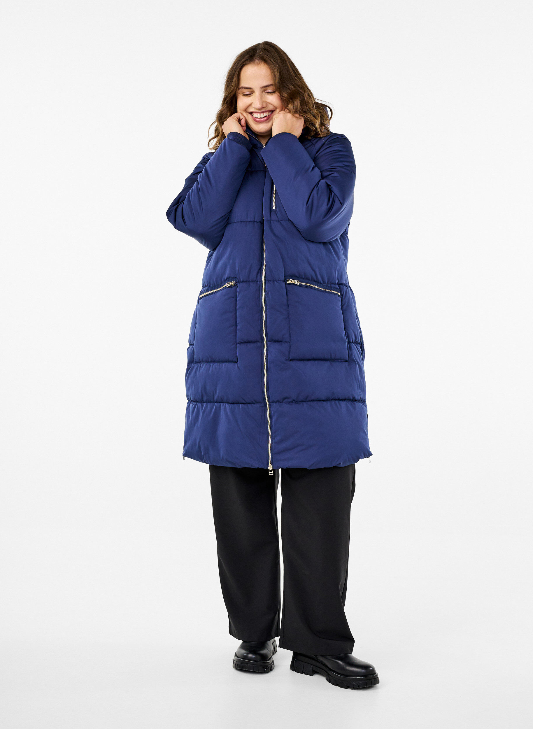 Zizzifashion Puffer coat with hood, Blue, Model image number 1