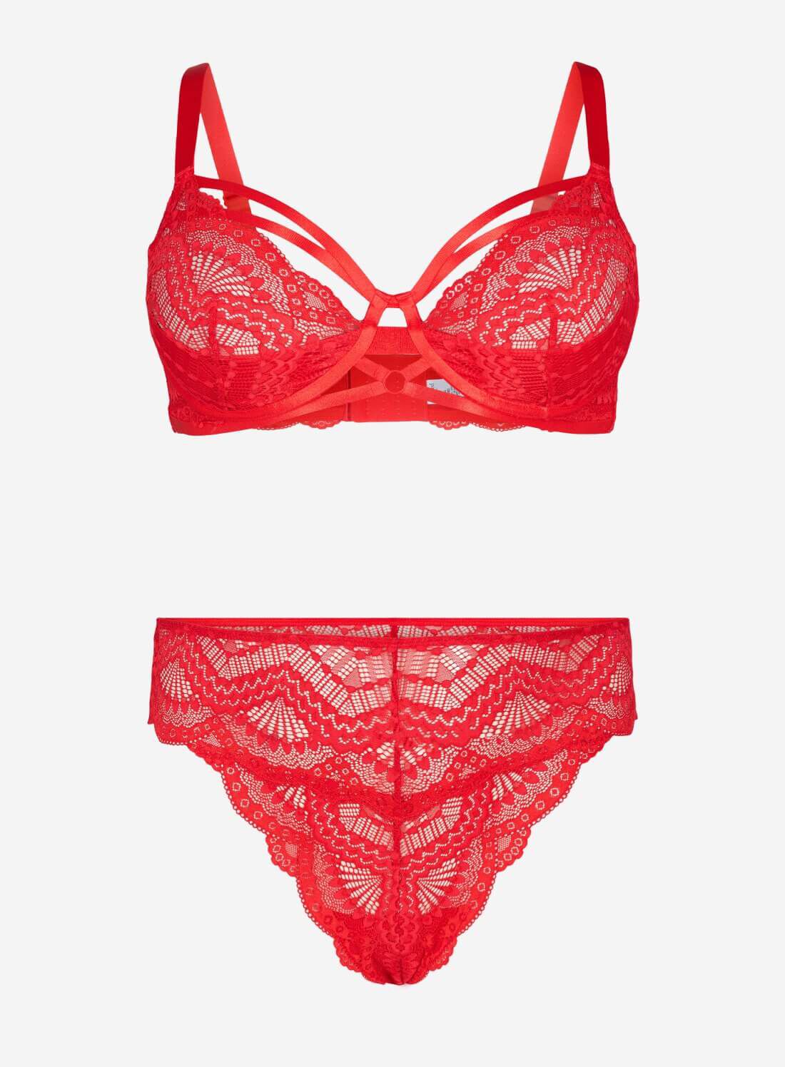 Zizzifashion Red lace underwear set, , Model