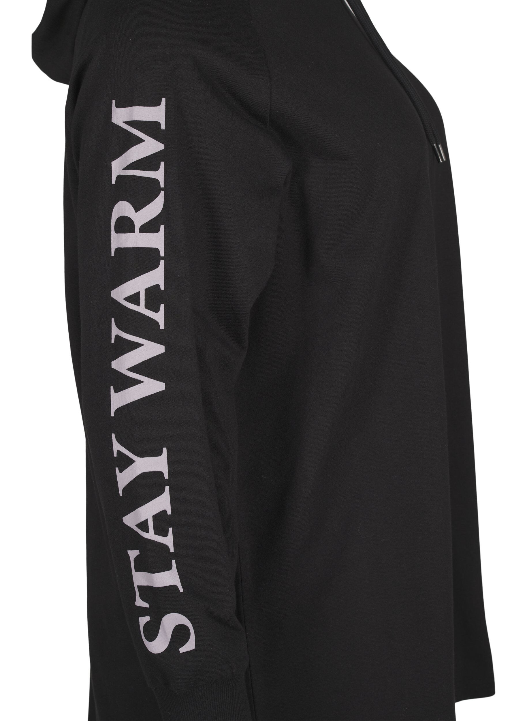 Zizzifashion Oversize sweatshirt with print on the sleeves, Black w. Silver, Packshot image number 3