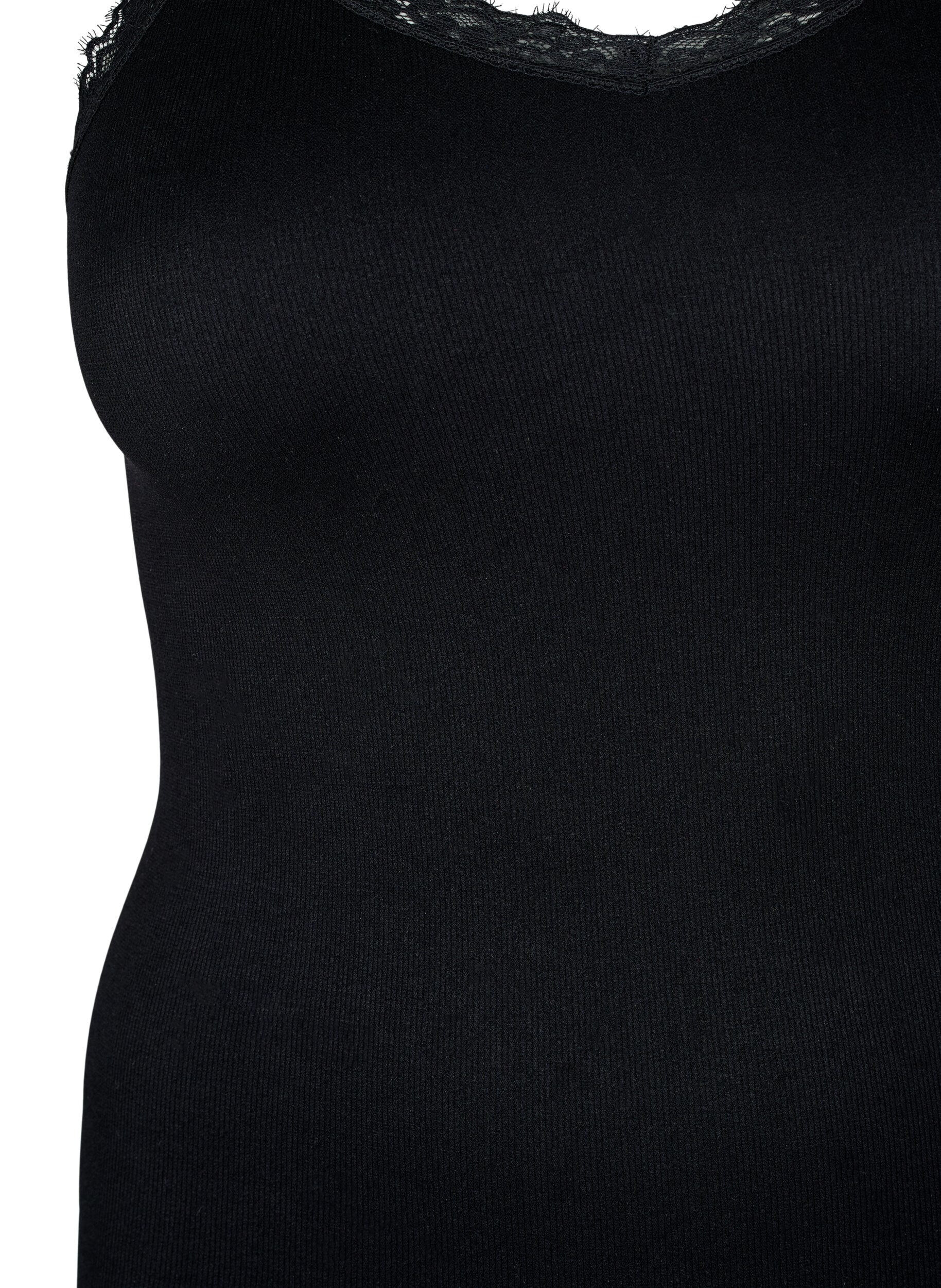 Zizzifashion Seamless top with lace trim, Black, Packshot image number 2