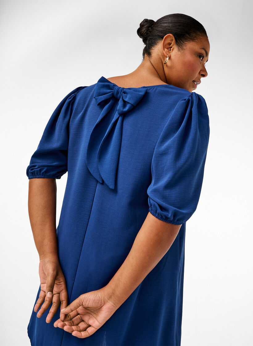 Short dress with bow detail on the back, Estate Blue, Image image number 0