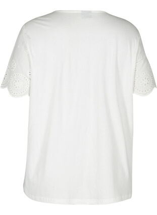 Short-sleeved blouse with broderie anglaise, Snow White, Packshot image number 1