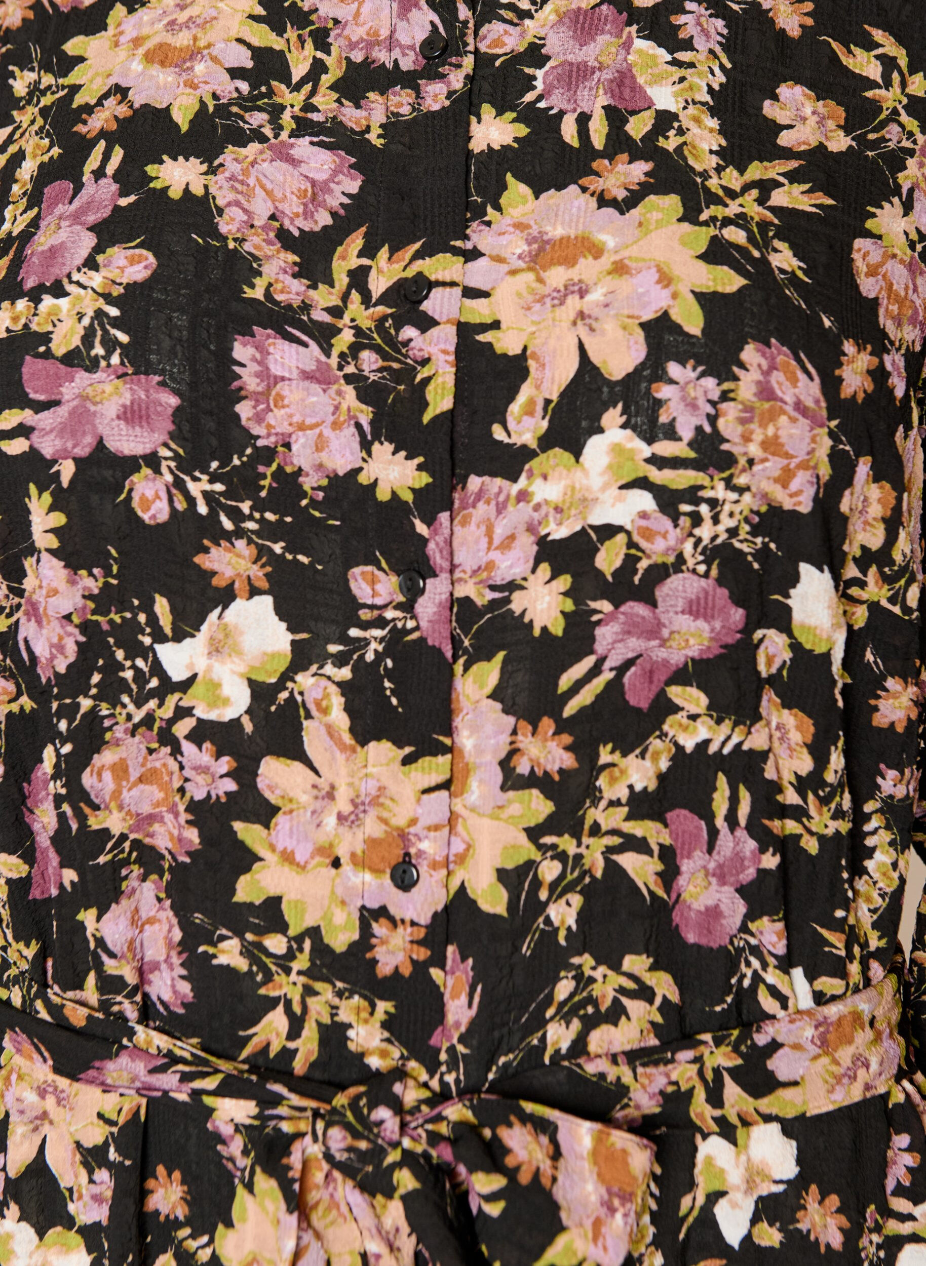 ZizzifashionMidi dress with floral print and detachable tie belt, Black, Packshot image number 2