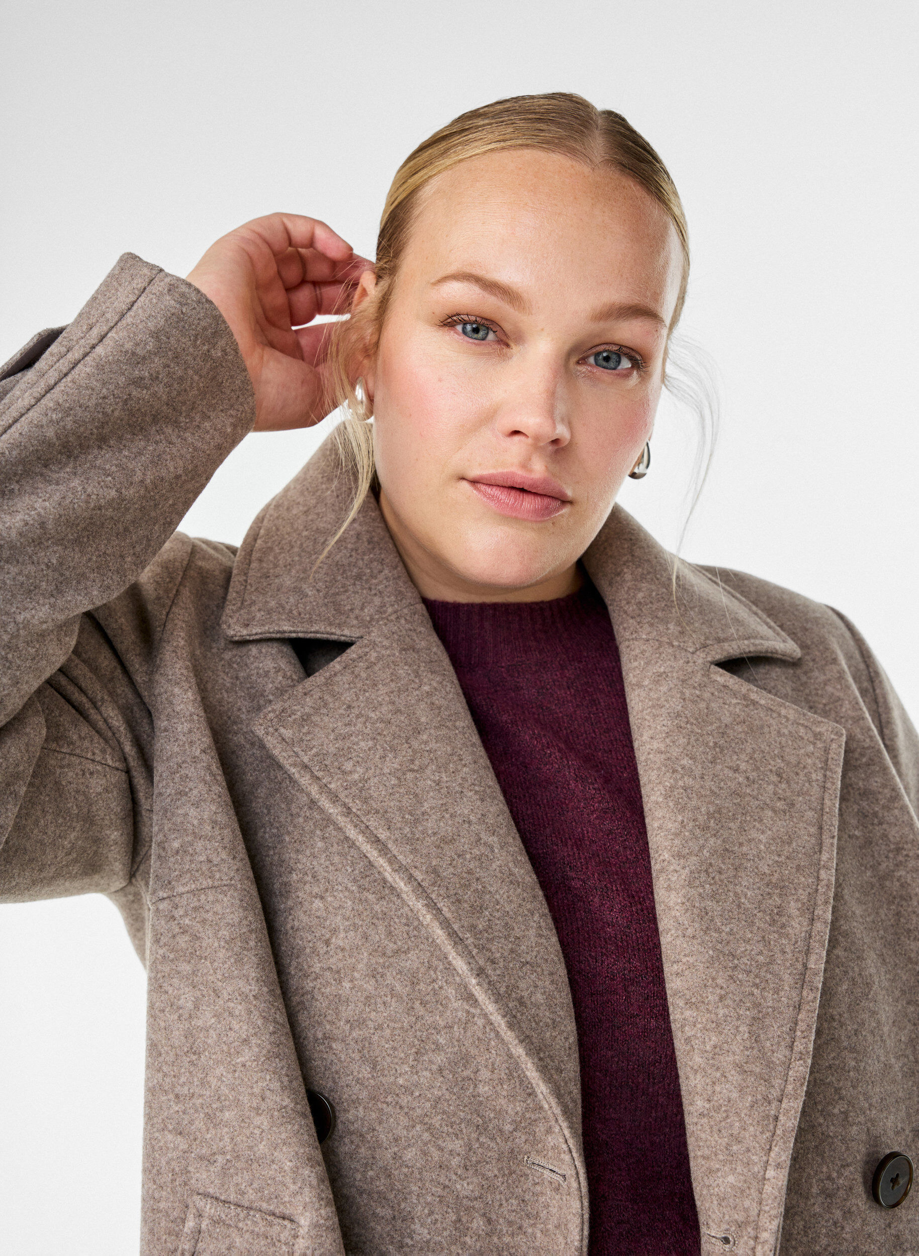 ZizzifashionShort coat with double-breasted button closure, Beige, Image image number 0