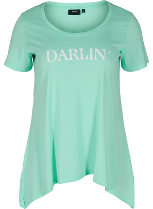 Short-sleeved cotton t-shirt with a-line, Cabbage DARLIN, Packshot image number 0