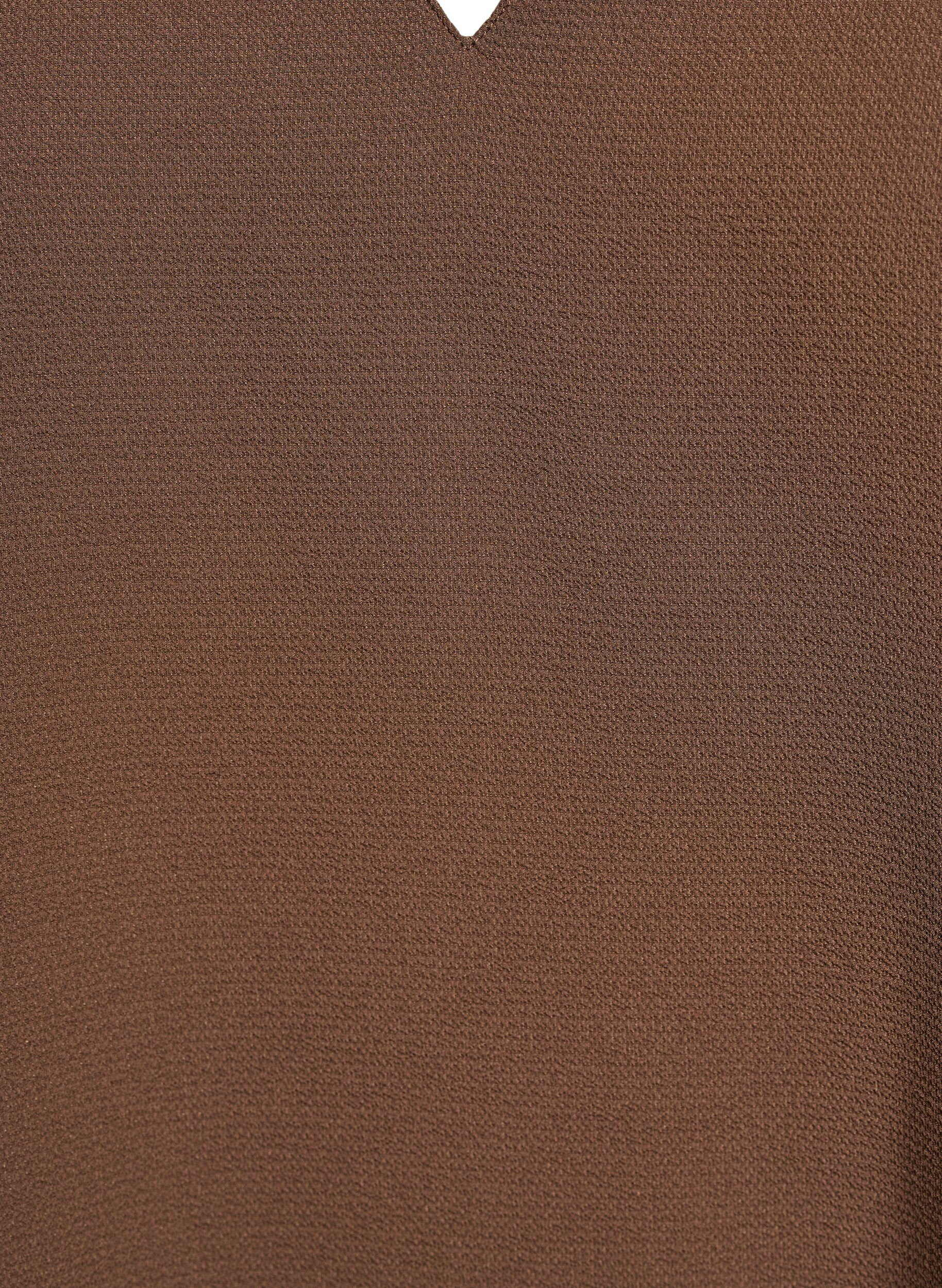 Zizzifashion Short-sleeved blouse with V-neck, Brown, Packshot image number 2