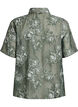 Sheer shirt blouse with floral print, Green, Packshot image number 1