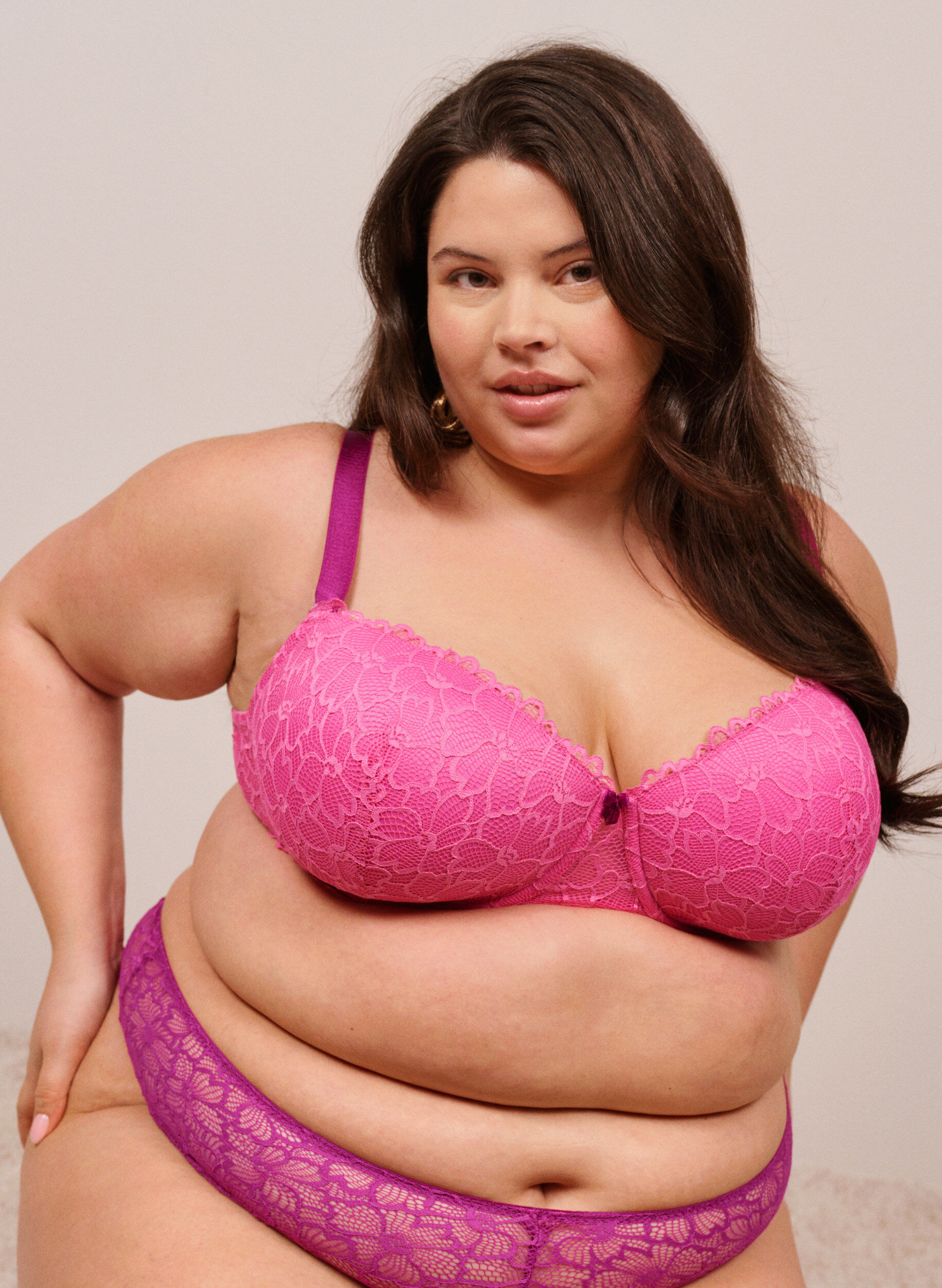 Zizzifashion Bra with lace and moulded cups, Pink, Image image number 0