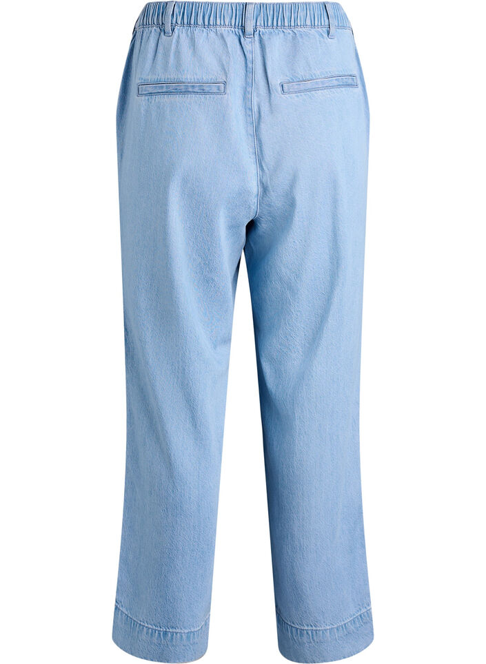 Wide jeans with an elastic waistband, Light Blue, Packshot image number 1