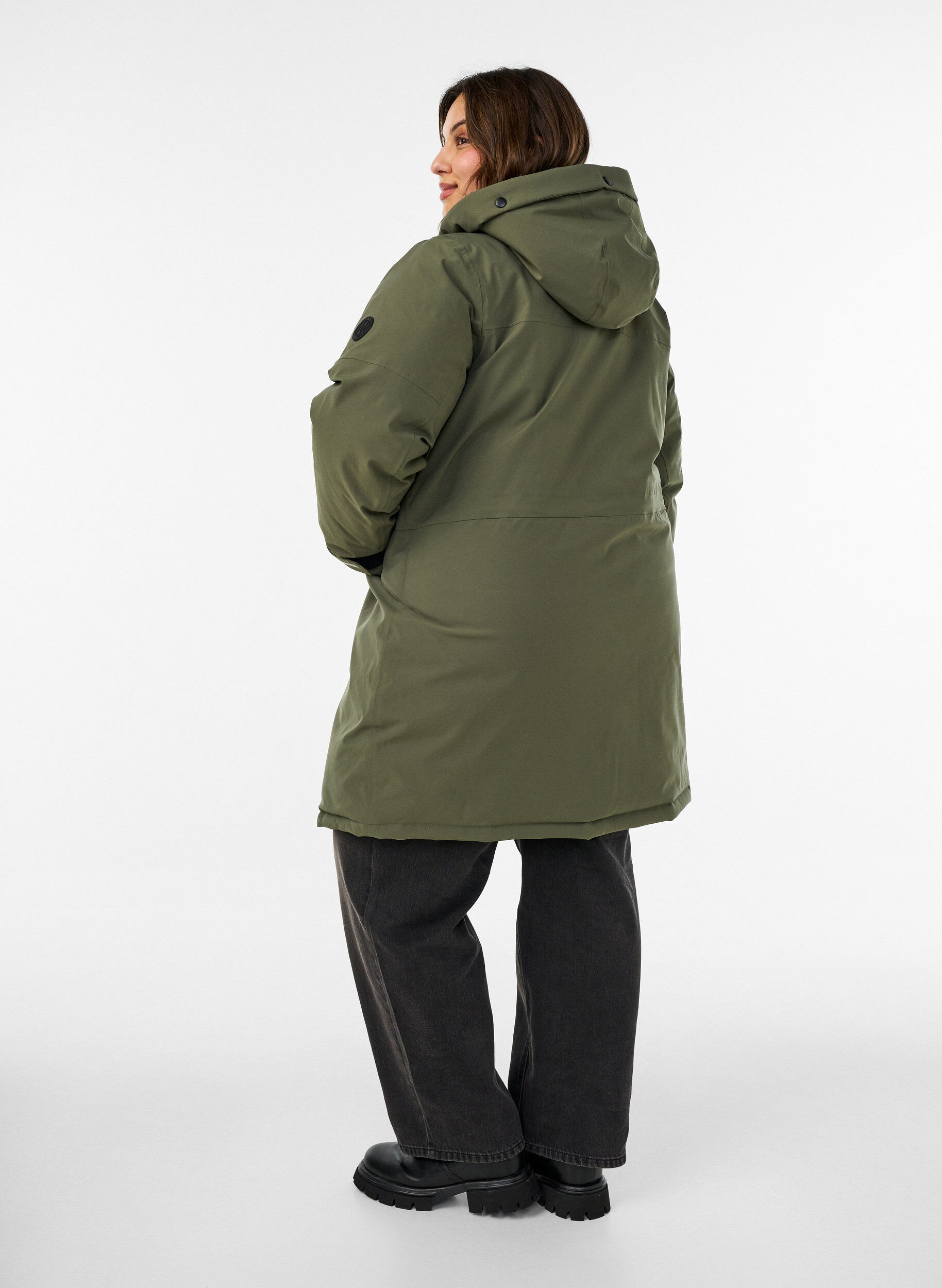 ZizzifashionWater-repellent parka with a hood and functional details, Green, Model image number 2