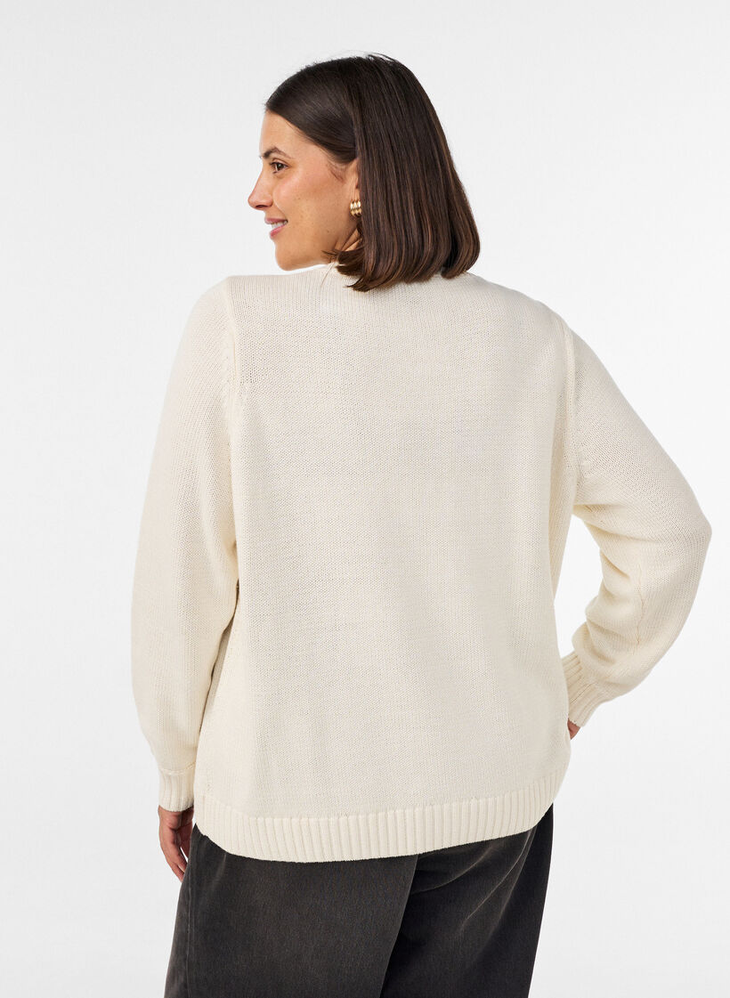 Cardigan with cable-knit pattern, Vanilla, Model image number 2