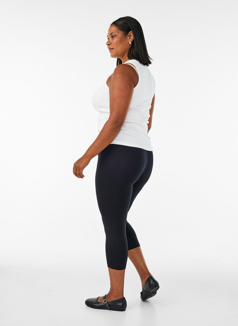 Basic 3/4 leggings in viscose, Black, Model image number 2