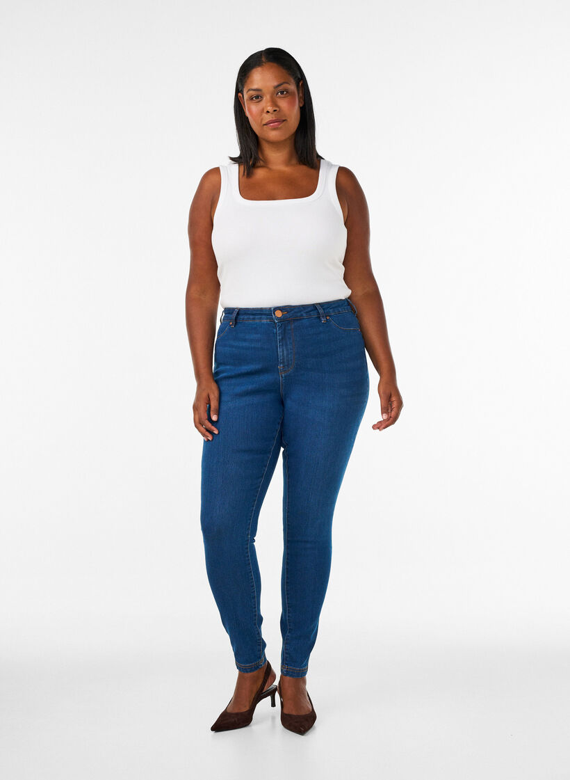 Jeggings in cotton blend, Blue denim, Model image number 0