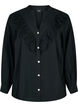 Viscose shirt blouse with ruffles, Black, Packshot image number 0