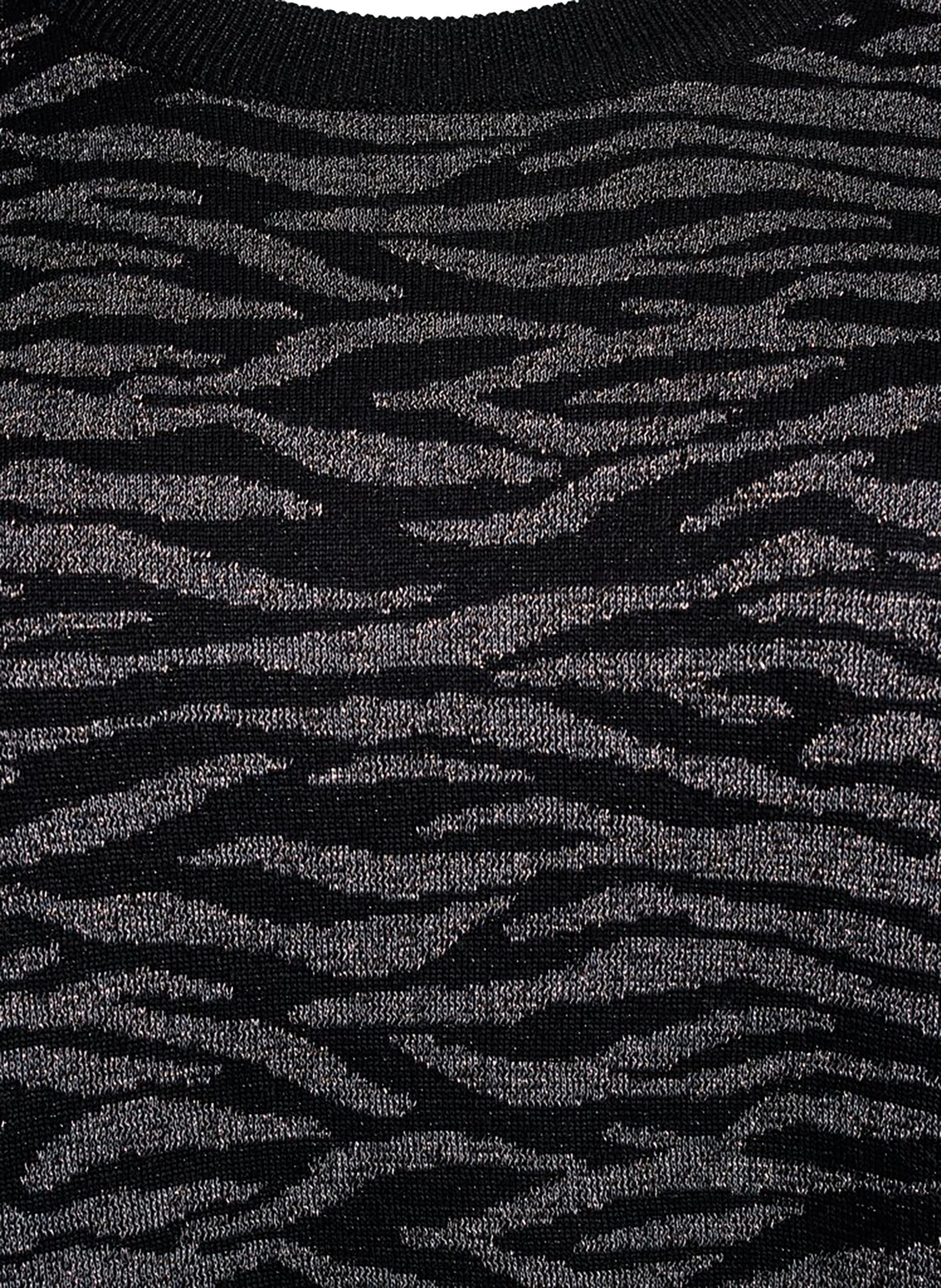 Zizzifashion Patterned knit blouse with glitter effect, Black, Packshot image number 2