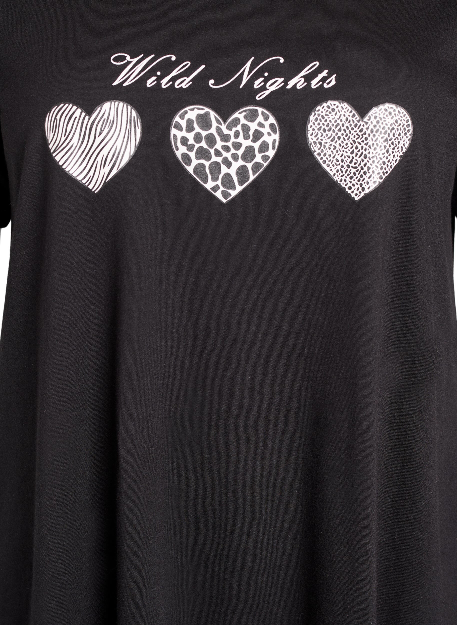 Zizzifashion Short-sleeved nightgown in organic cotton, Black, Packshot image number 2