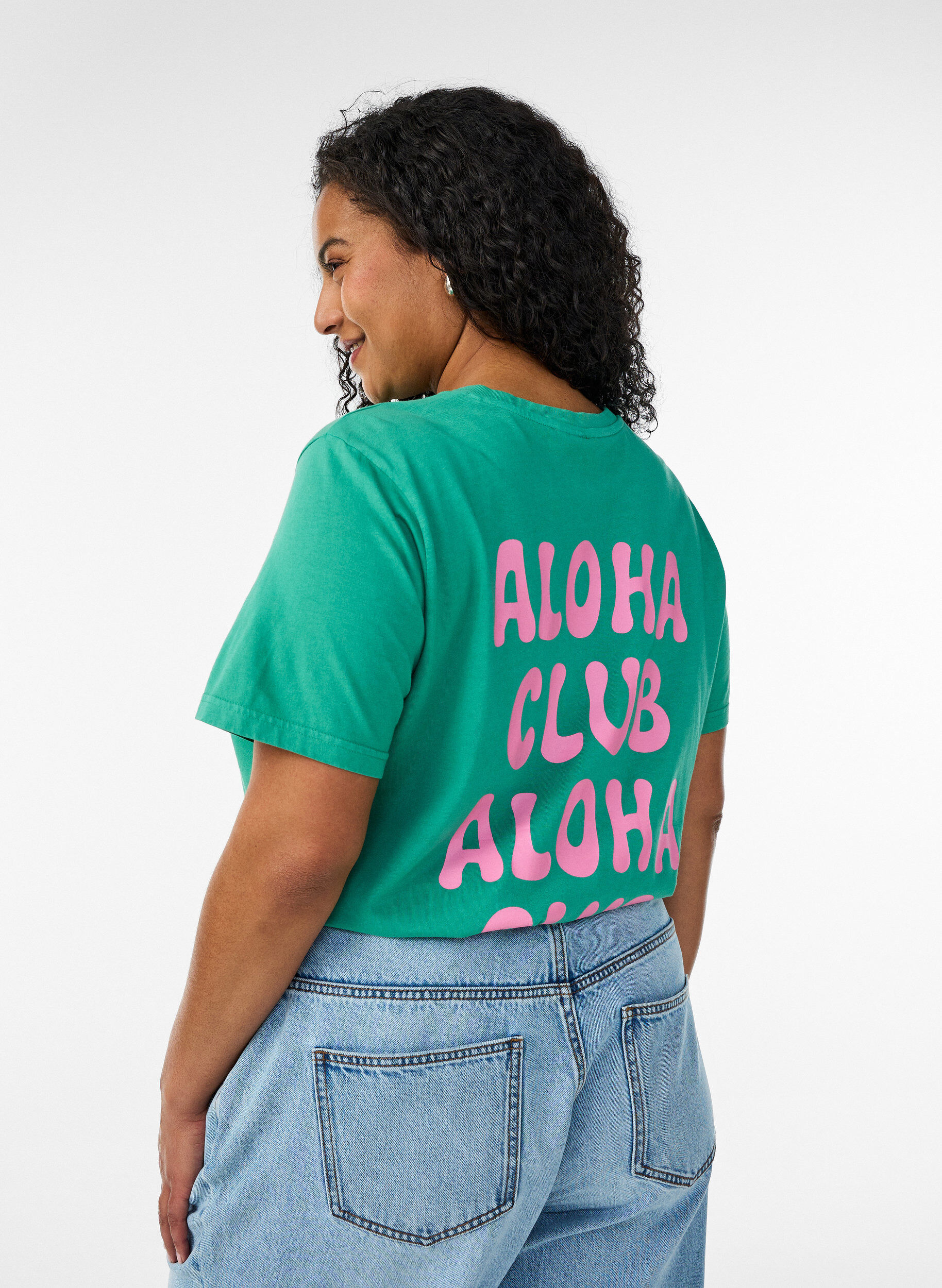 Zizzifashion Organic cotton T-shirt with back print, Green, Model image number 2
