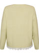 Knitted blouse with lace trim at the hem, Green, Packshot image number 1