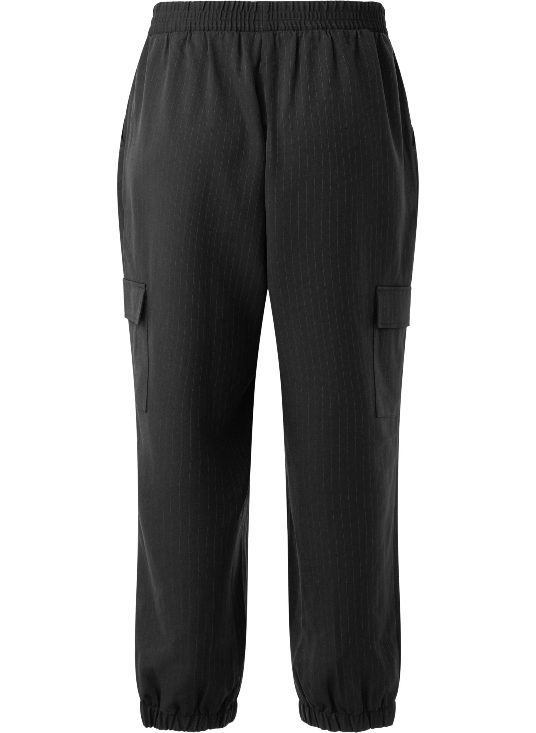 Zizzifashion Trousers with cargo pockets and elasticated waist, Black, Packshot image number 1