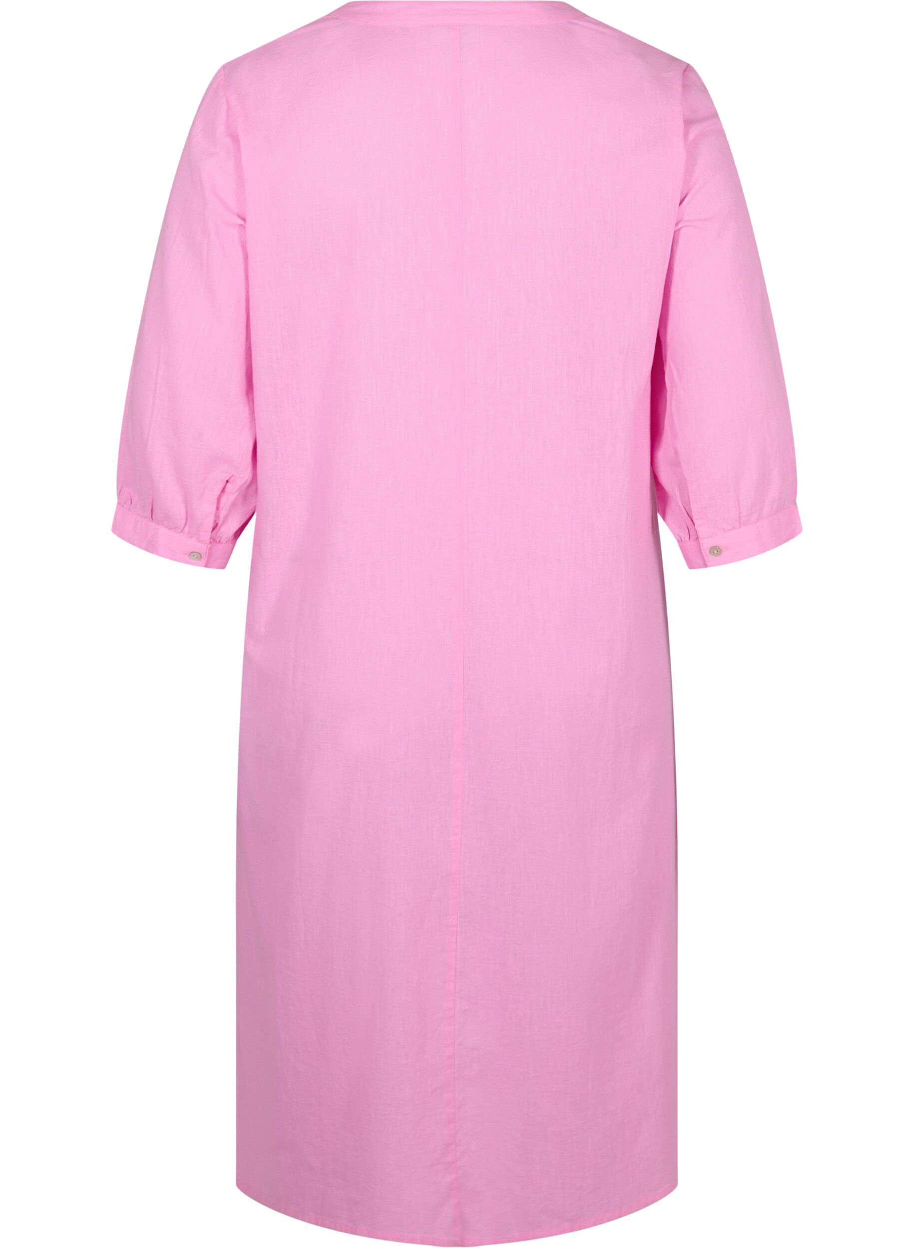Zizzifashion Long shirt dress with 3/4 sleeves, Begonia Pink, Packshot image number 1