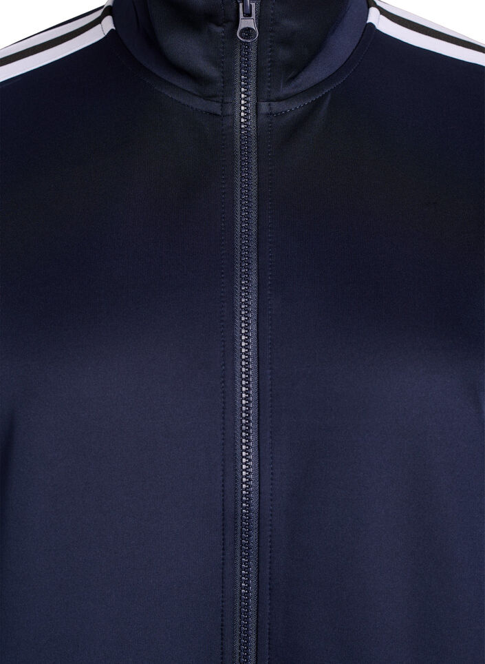 Workout jacket with stripes and cropped sleeves, Blue, Packshot image number 2