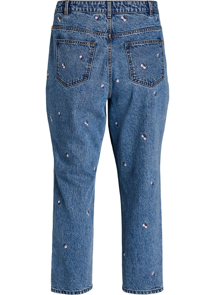 Mille mom fit jeans with embroidery, Blue, Packshot image number 1