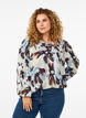 Long-sleeved blouse with print and button, Grey Flower AOP, Model image number 0