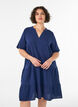 Short A-line dress in cotton muslin, Blue, Model image number 0