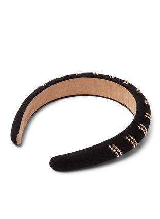 Hairband with gold studs, Black/Gold, Packshot image number 1