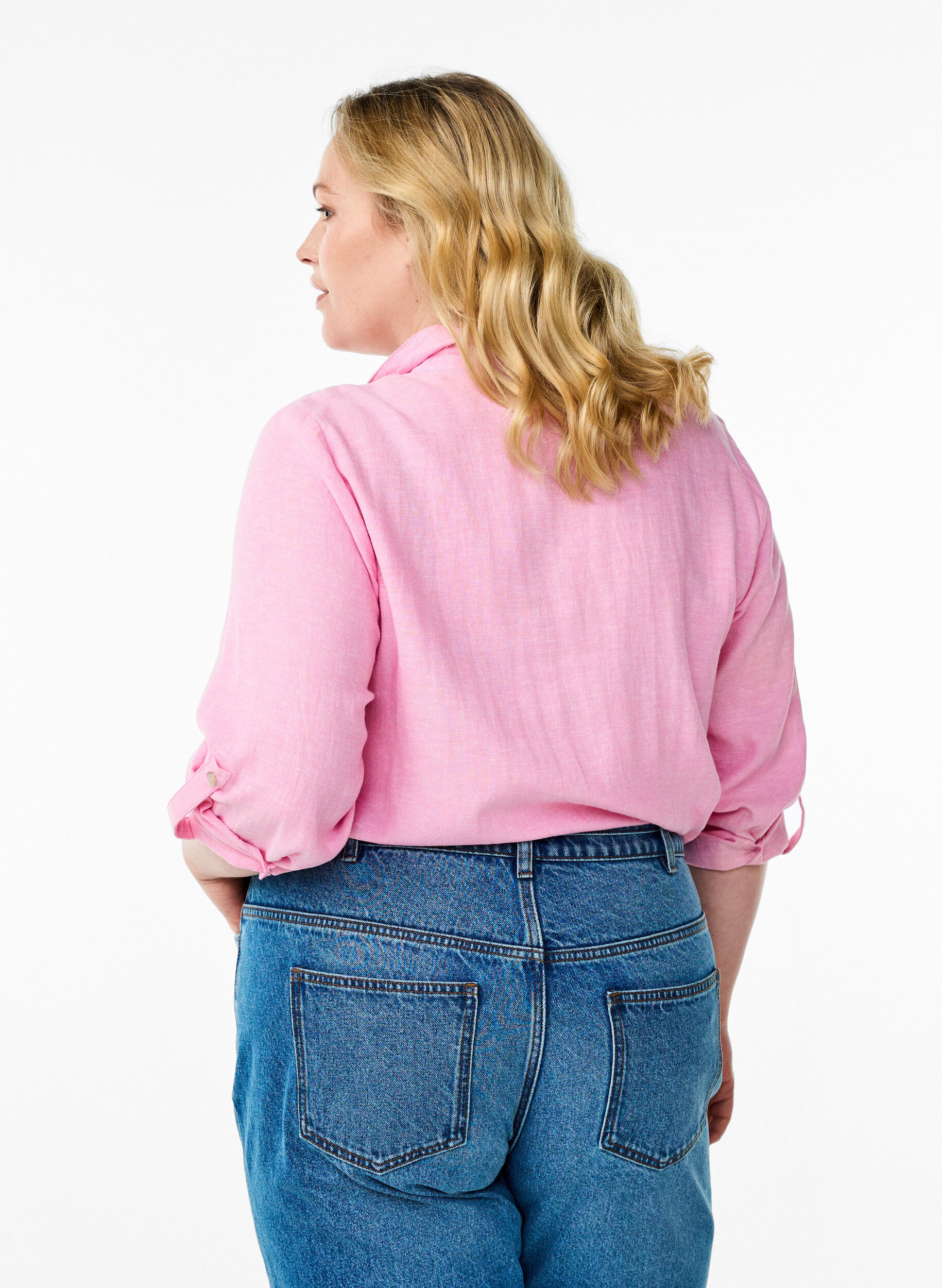 ZizzifashionShirt in linen and viscose with 3/4 sleeves, Pink, Model image number 2