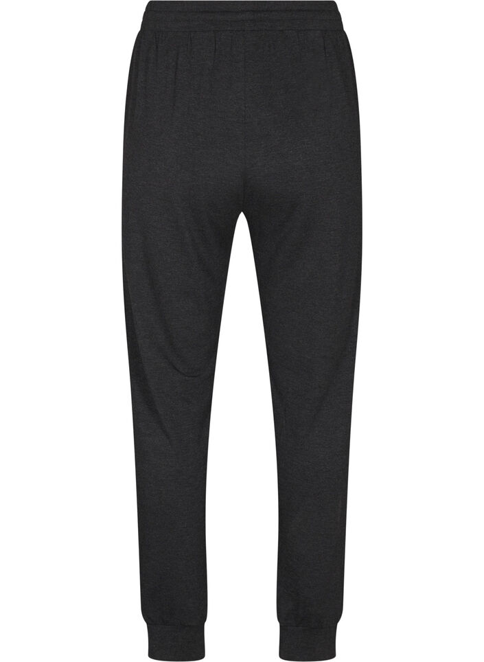 Jersey trousers with high waist, Dark Grey Melange, Packshot image number 1