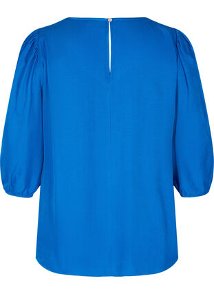 A-line, v-neck blouse with 3/4 balloon sleeves, Princess Blue, Packshot image number 1